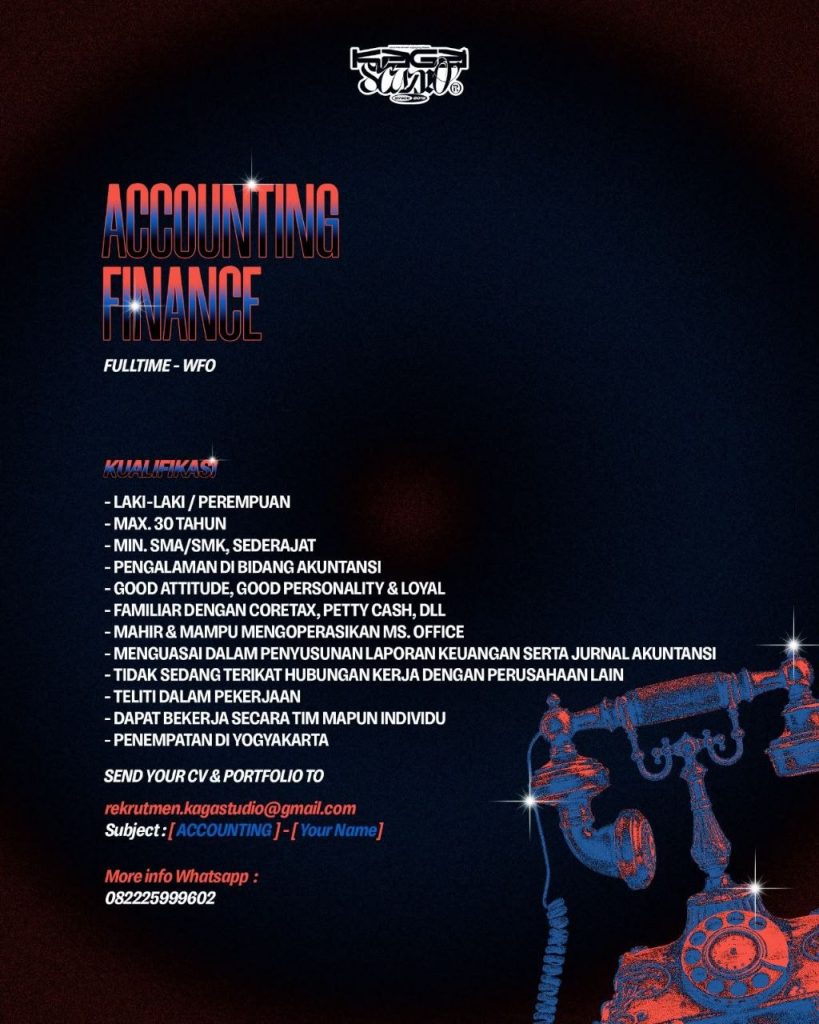Poster lowongan Kaga Studio