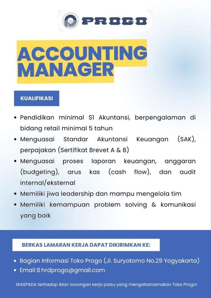 Poster lowongan Toko Progo