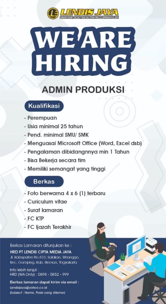 Poster lowongan PT Lendis Cipta Media Jaya