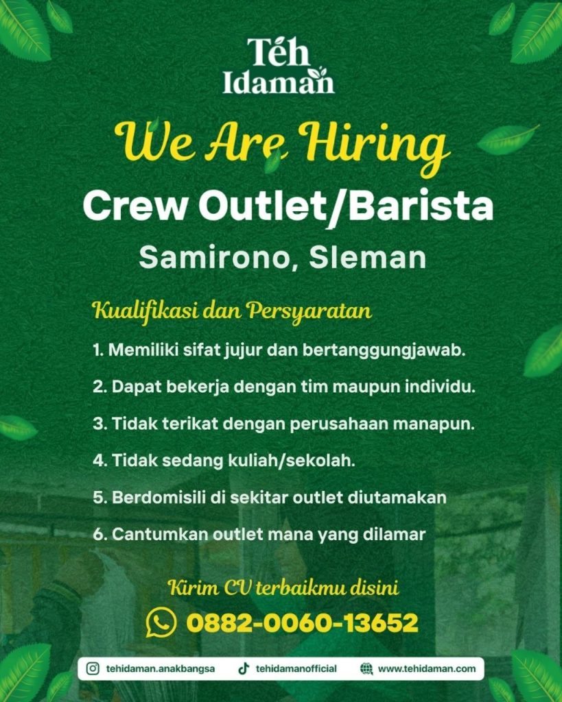 Poster lowongan Teh Idaman