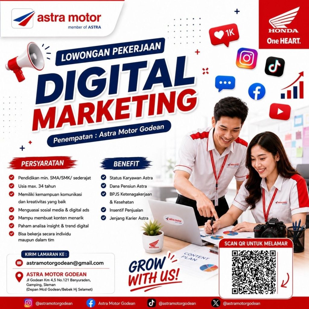 Poster lowongan Astra Motor Godean