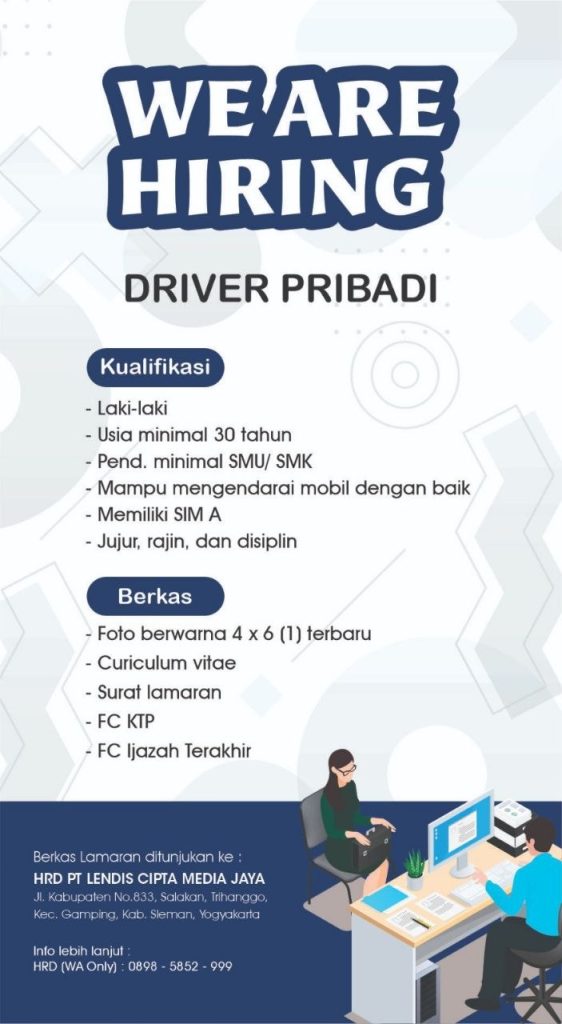 Poster lowongan PT Lendis Cipta Media Jaya