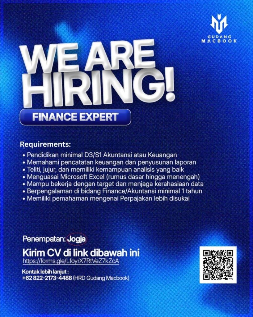 Poster lowongan Gudang Macbook