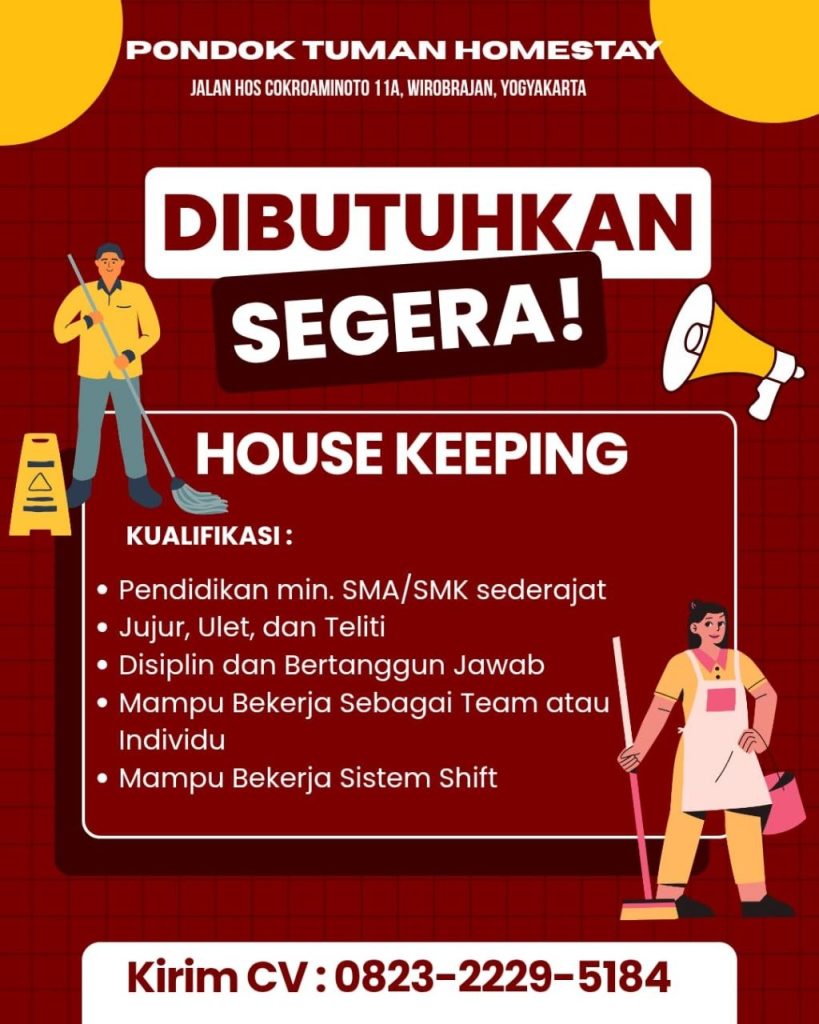 Poster lowongan Pondok Tuman Homestay