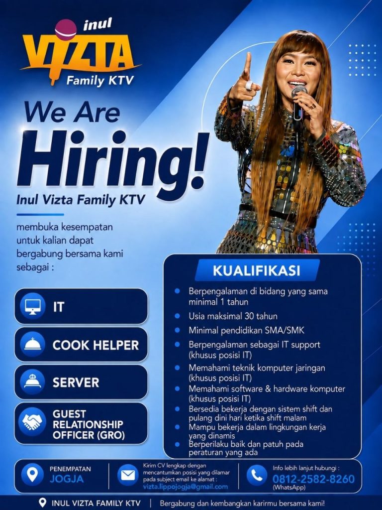Poster lowongan Inul Vizta Family KTV