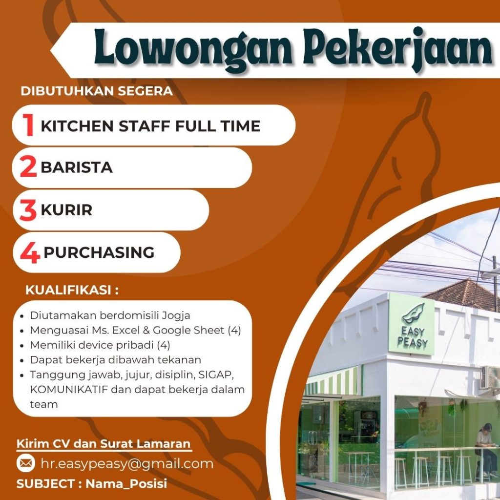 Poster lowongan Easy Peasy