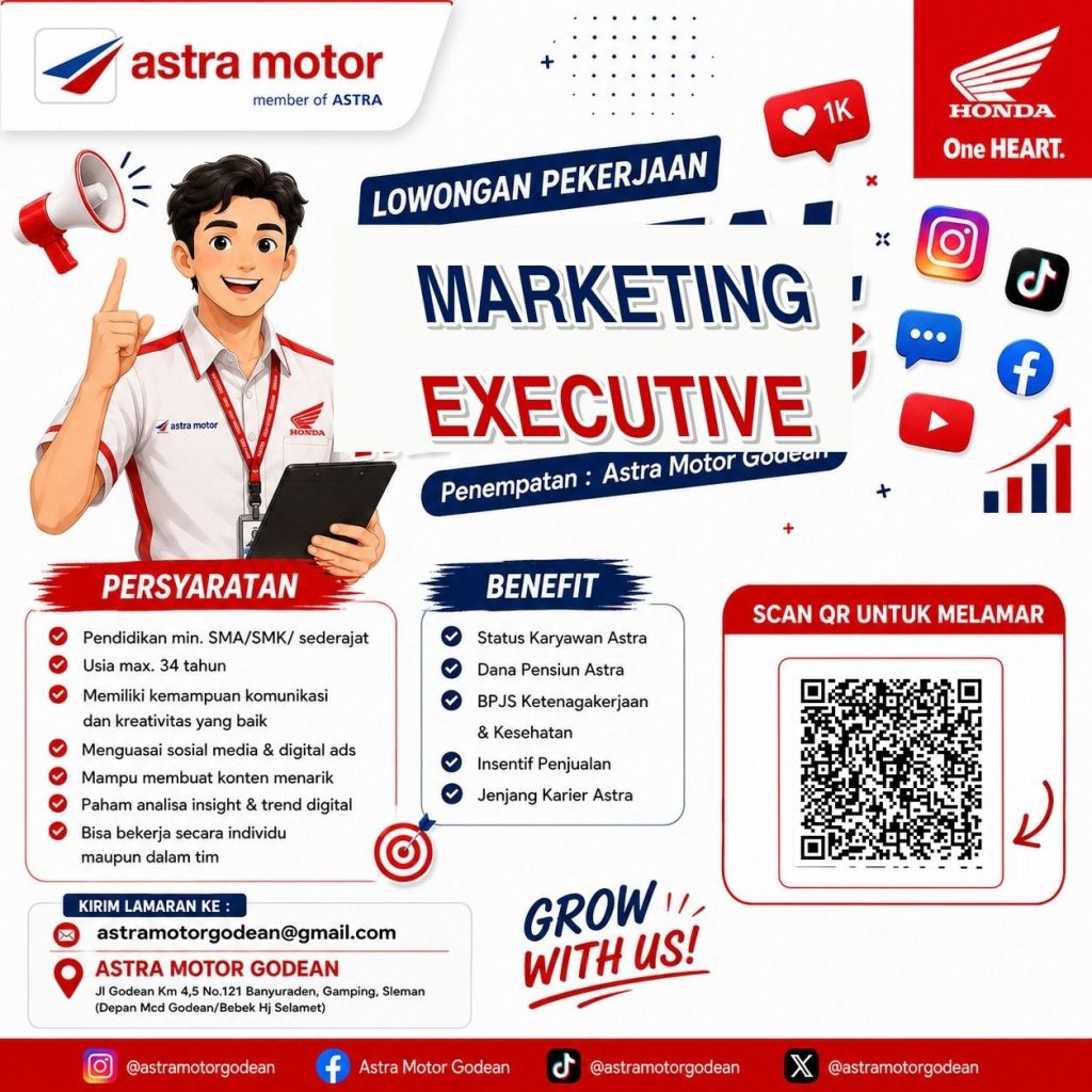Poster lowongan Astra Motor Godean