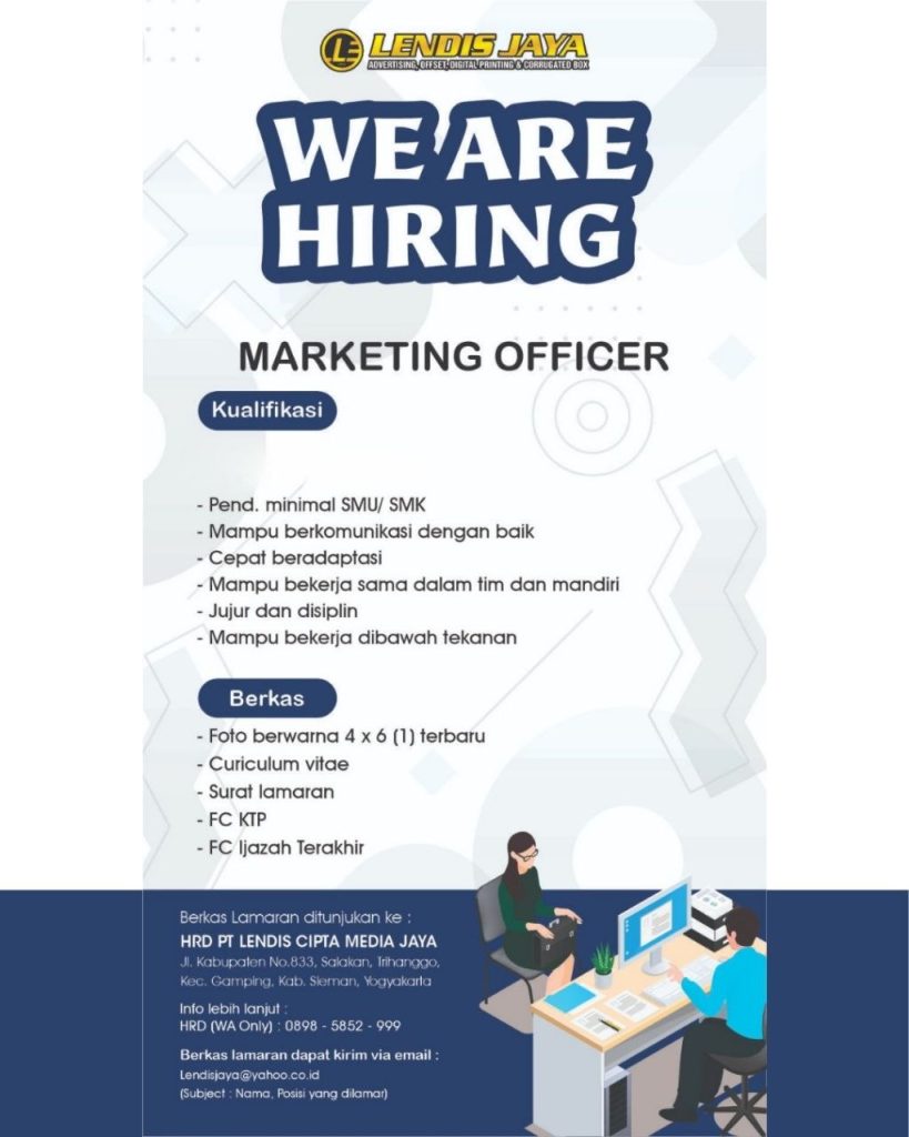 Poster lowongan PT Lendis Cipta Media Jaya