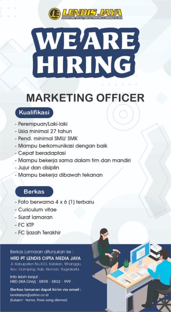 Poster lowongan PT Lendis Cipta Media Jaya