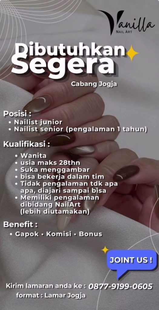 Poster lowongan Vanilla Nail Art