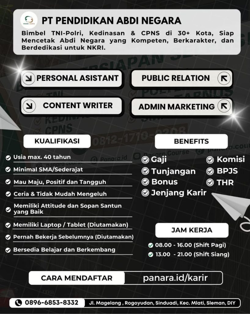 Poster lowongan PT Pendidikan Abdi Negara