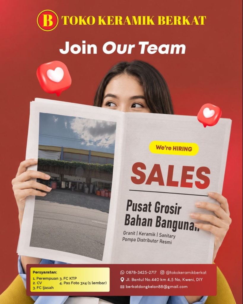 Poster lowongan Toko Keramik Berkat