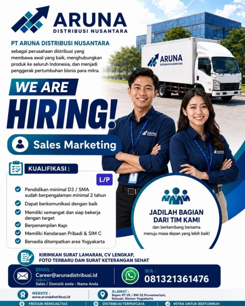 Poster lowongan PT Aruna Distribusi