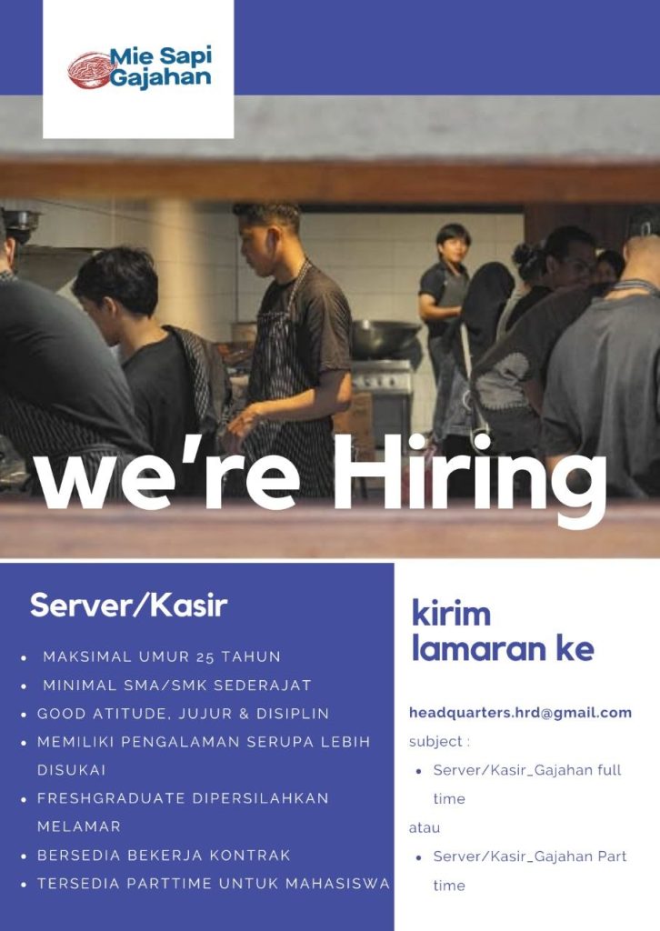 Poster lowongan Mie Sapi Gajahan