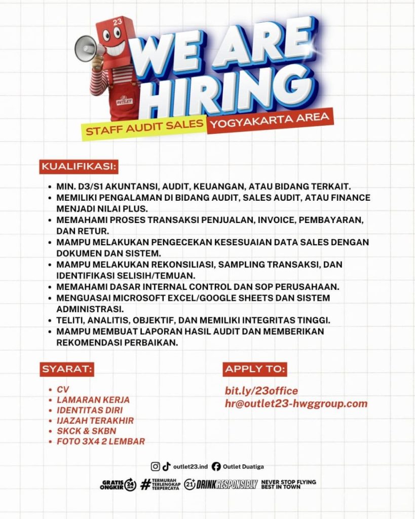 Poster lowongan Outlet 23