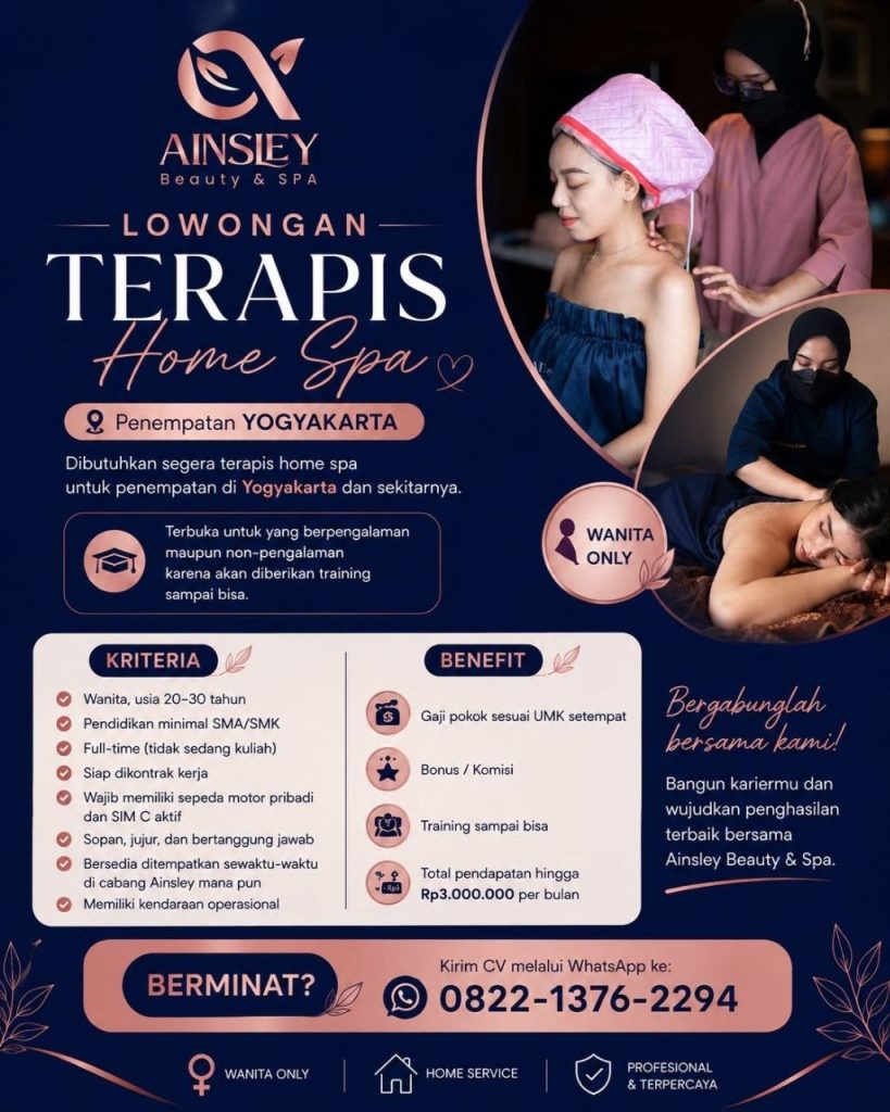 Poster lowongan Ainsley Beauty & Spa