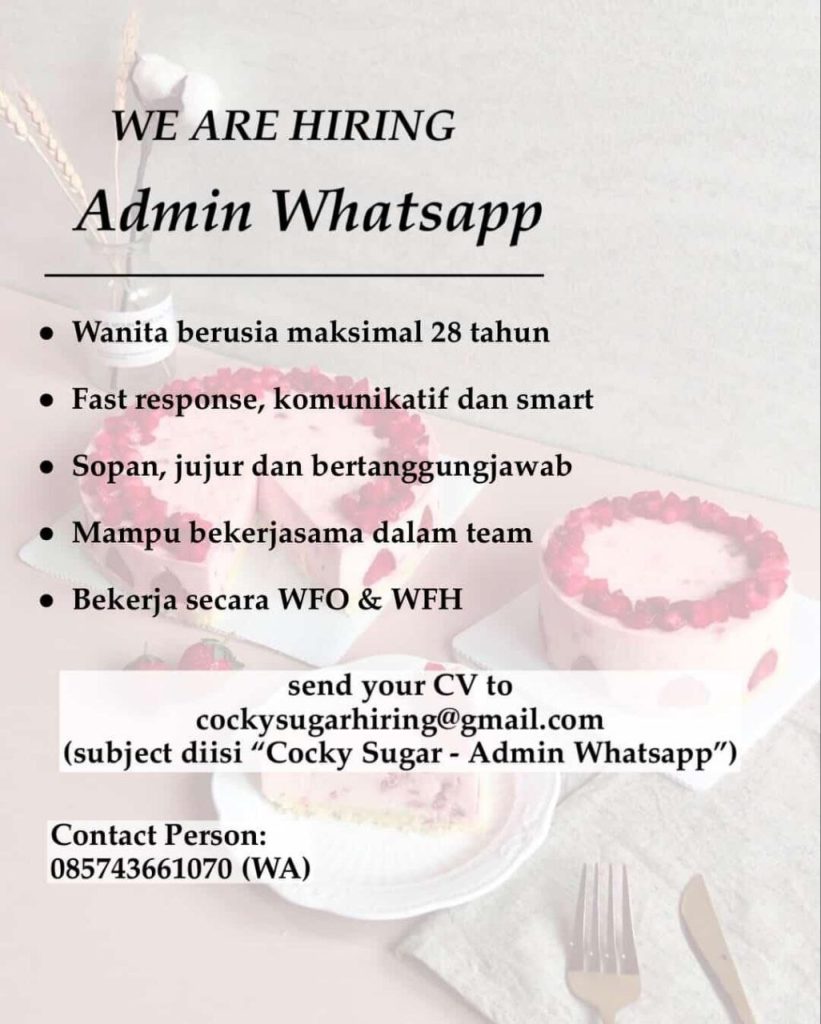 Poster lowongan Cocky Sugar