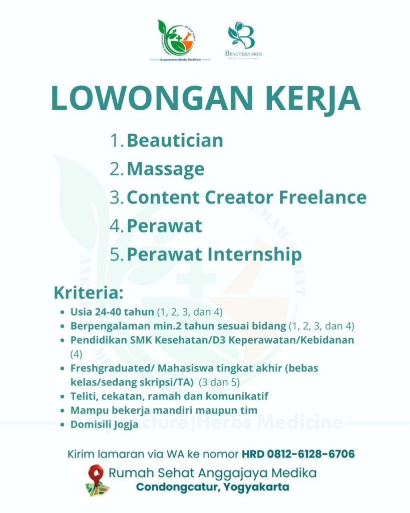 Poster lowongan Rumah Sehat Anggajaya Medika