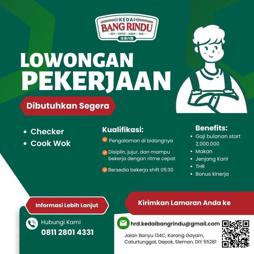 Poster lowongan Kedai Bang Rindu