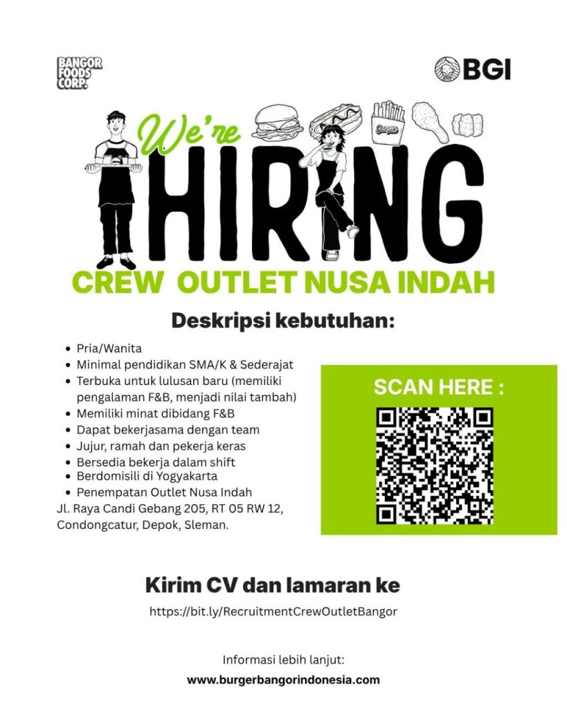 Poster lowongan Burger Bangor
