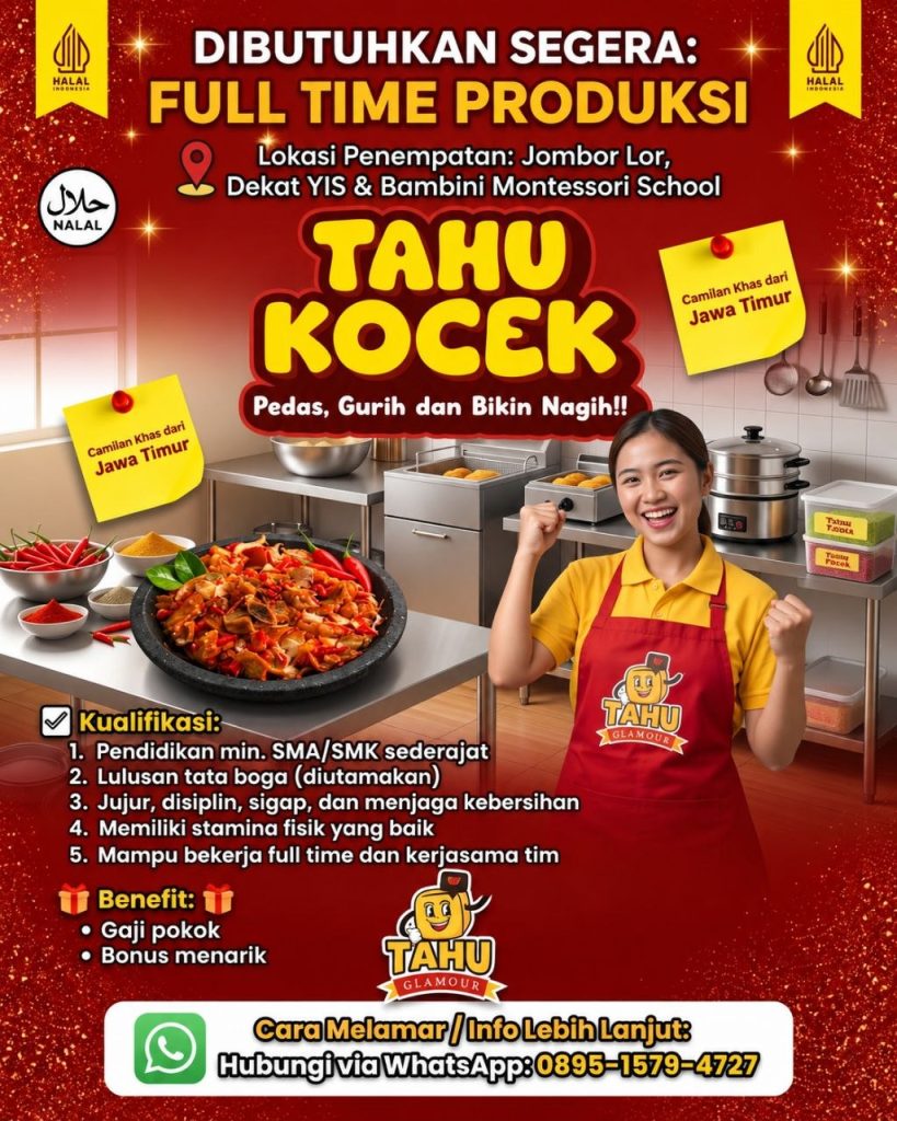 Poster lowongan Tahu Kocek
