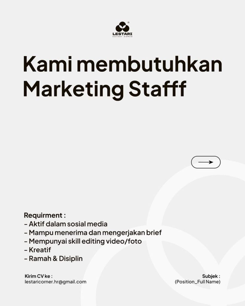 Poster lowongan Lestari Corner Coffee