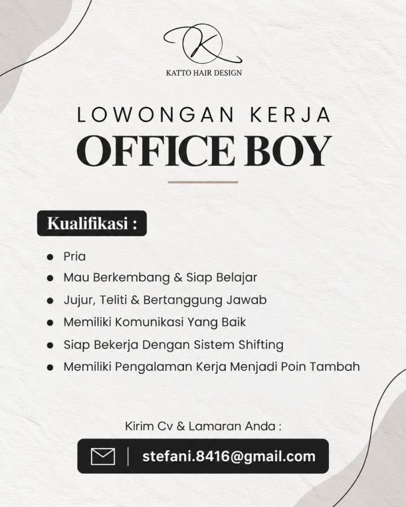Poster lowongan KATTO HAIR DESIGN