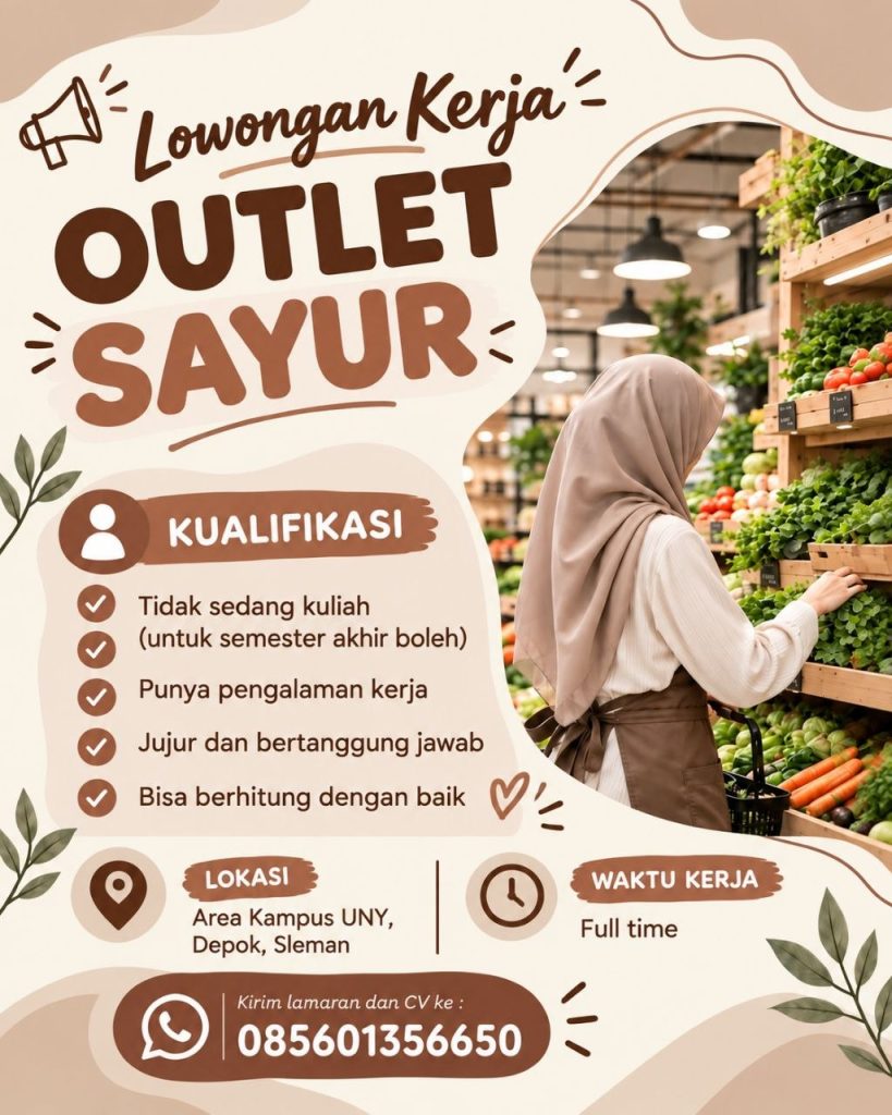 Poster lowongan Outlet Sayur