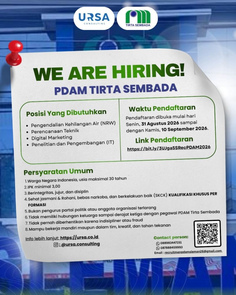 Poster lowongan PDAM Tirta Sembada