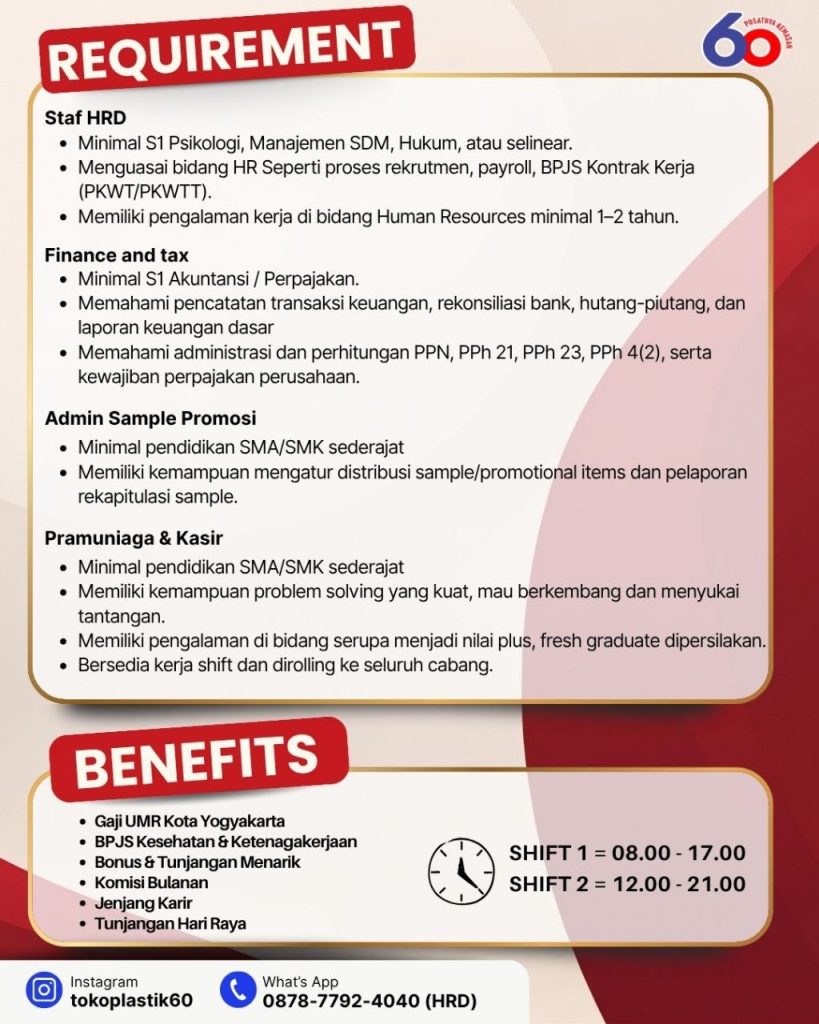 Poster lowongan Toko Plastik 60