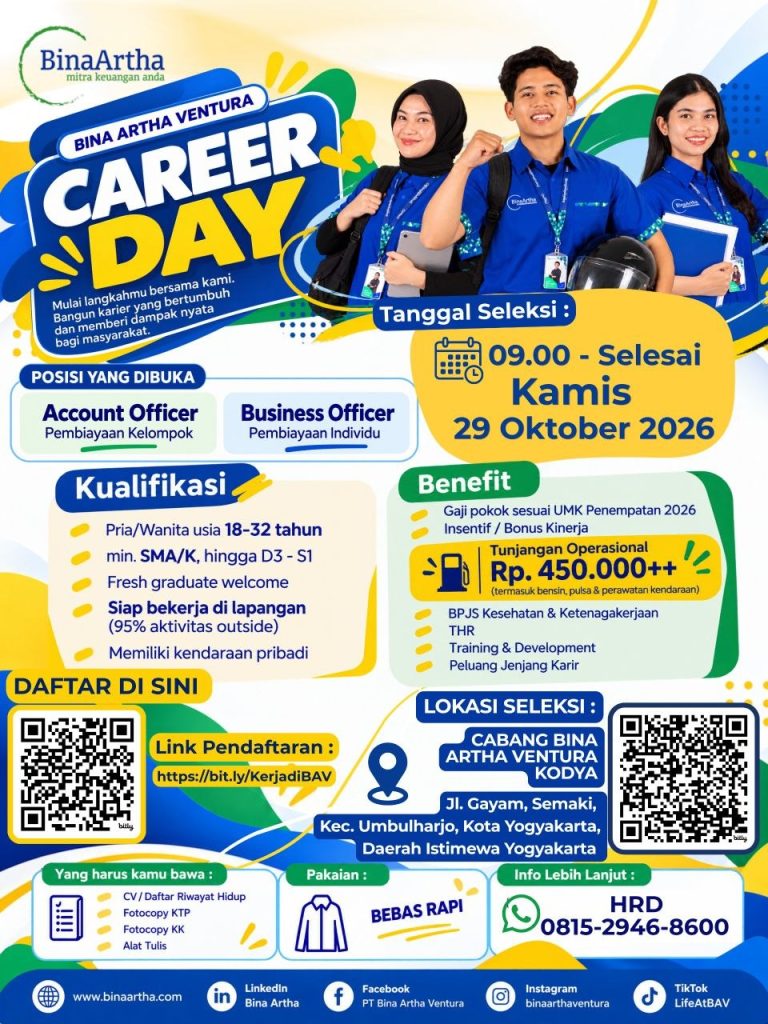 Poster lowongan Bina Artha Ventura