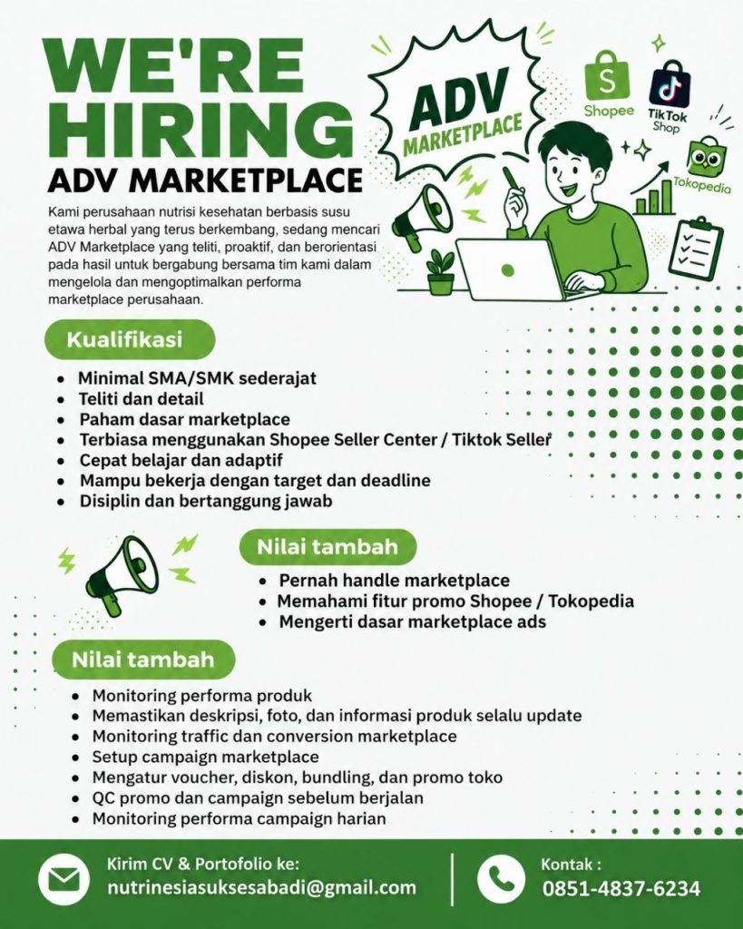 Poster lowongan nutrinesiasuksesabadi@gmail.com
