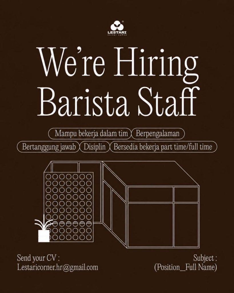 Poster lowongan Lestari Corner Coffee