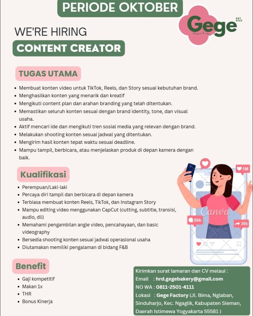 Poster lowongan Gege