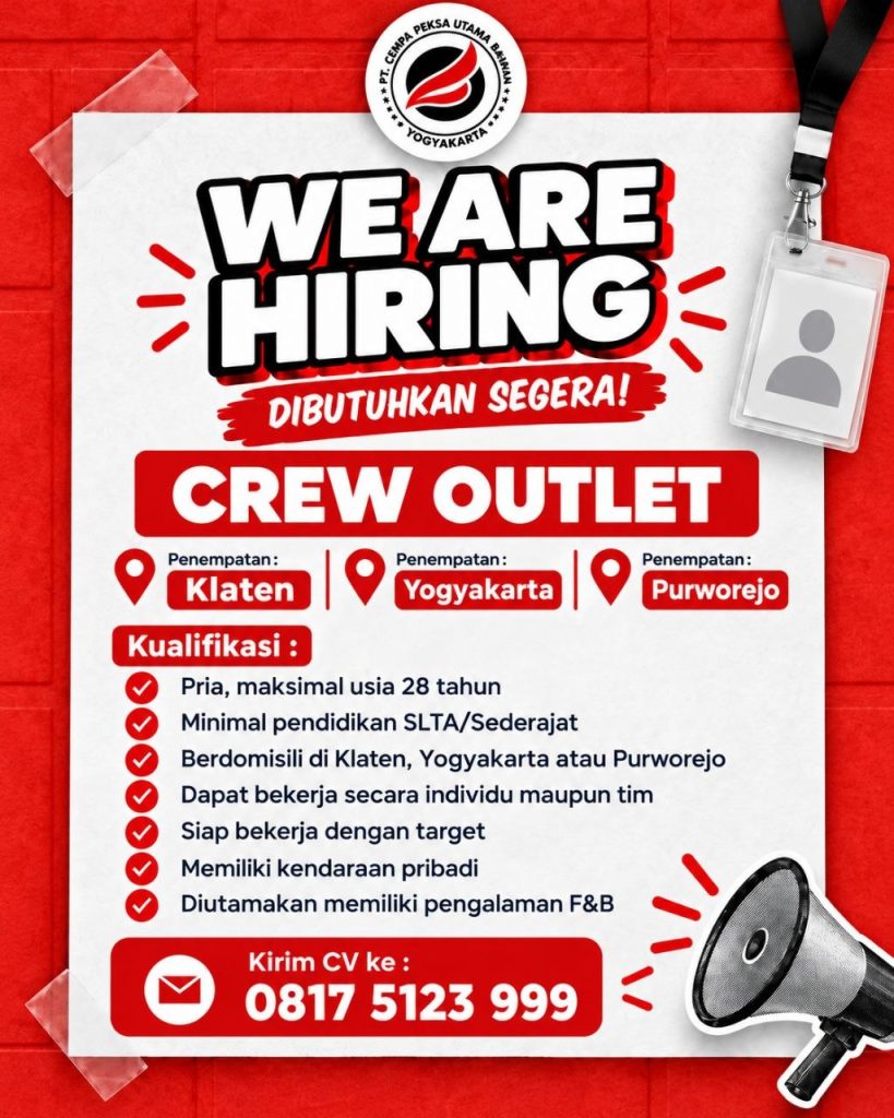 Poster lowongan PT. CEMPA PEKSA UTAMA BAHANA YOGYAKARTA