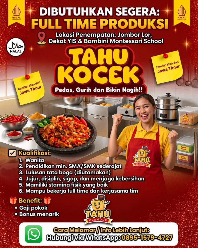 Poster lowongan TAHU KOCEK