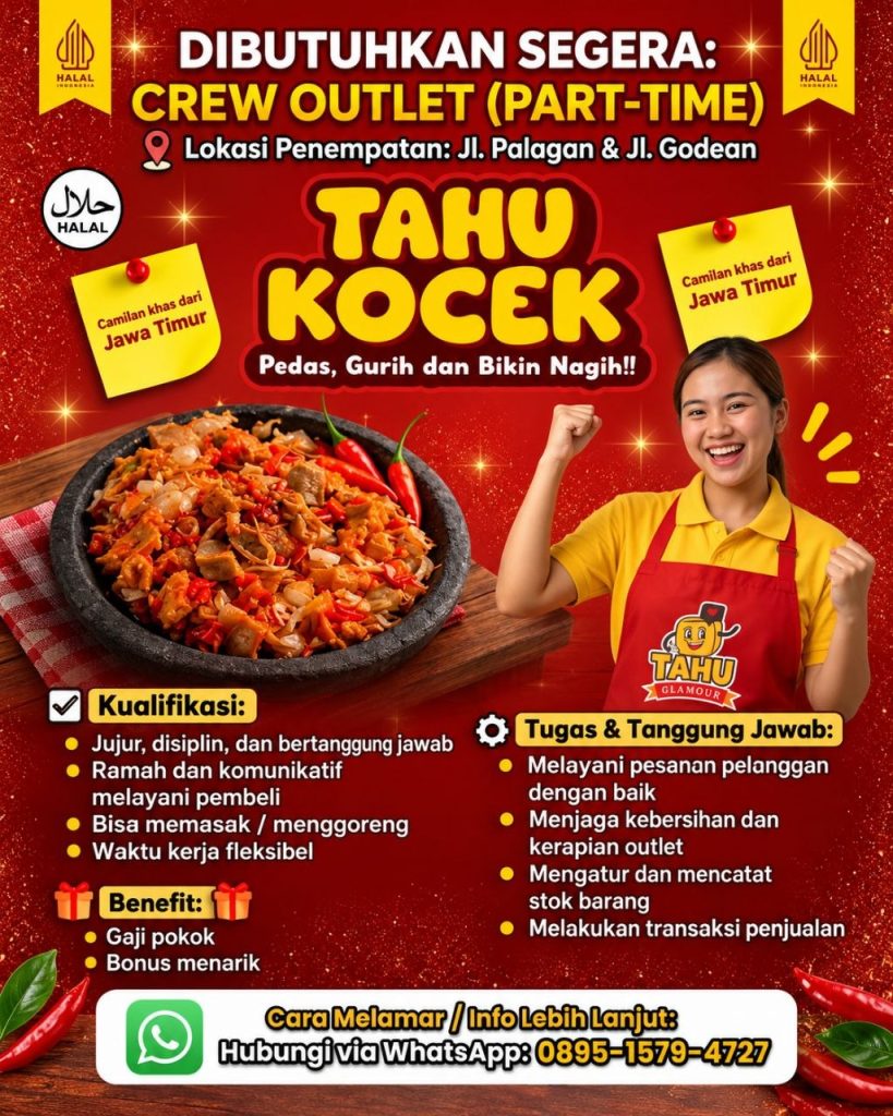 Poster lowongan TAHU KOCEK