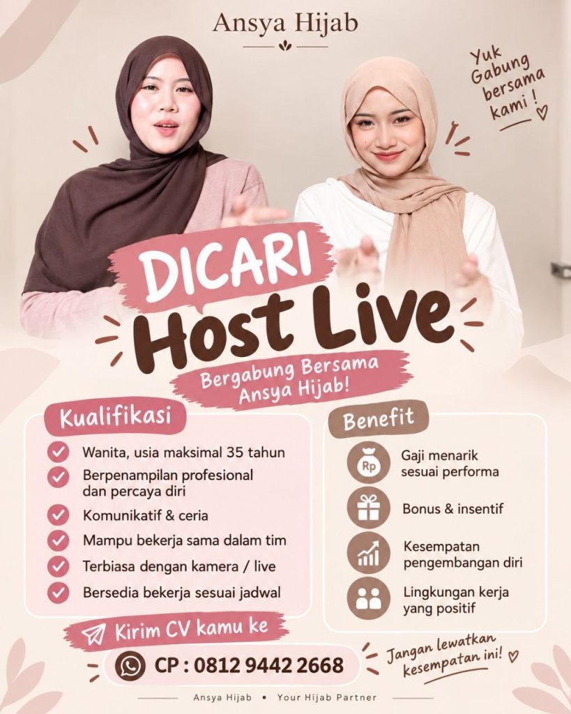 Poster lowongan Ansya Hijab
