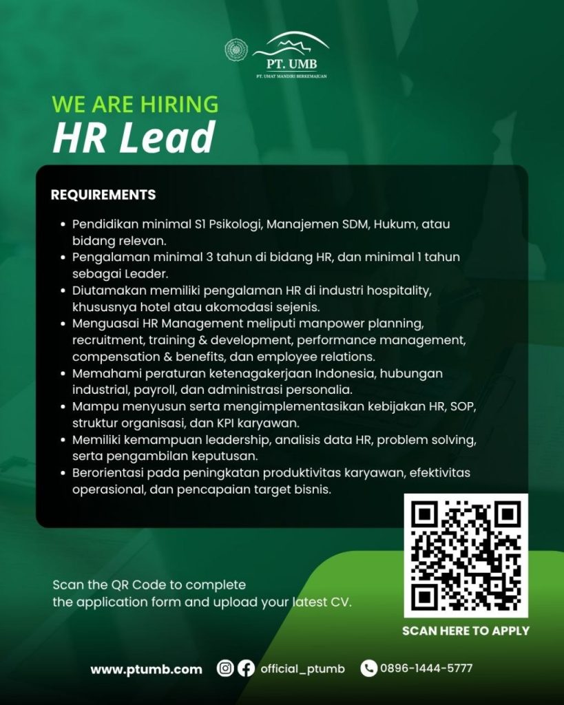 Poster lowongan PT. UMB