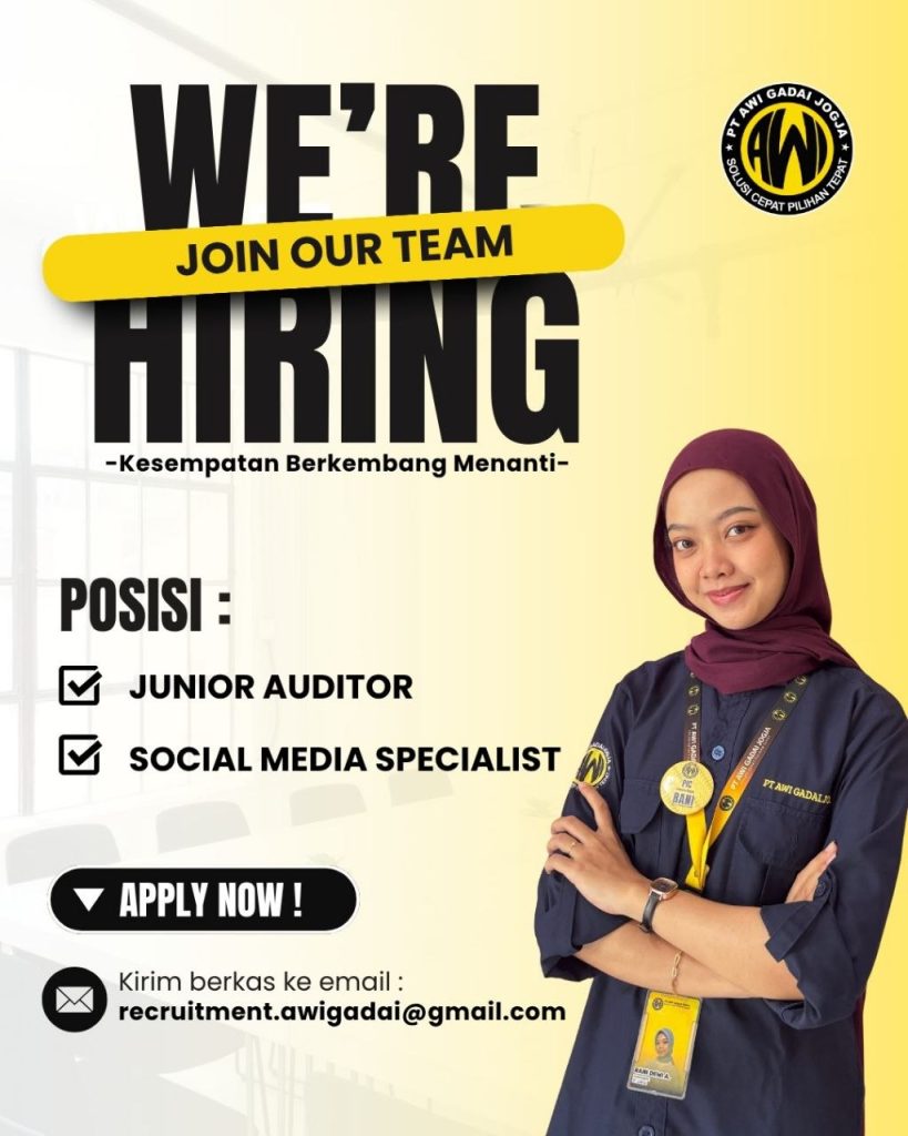 Poster lowongan PT AWI Gadai Jogja