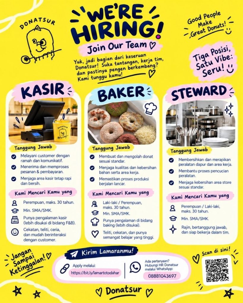 Poster lowongan Donatsur