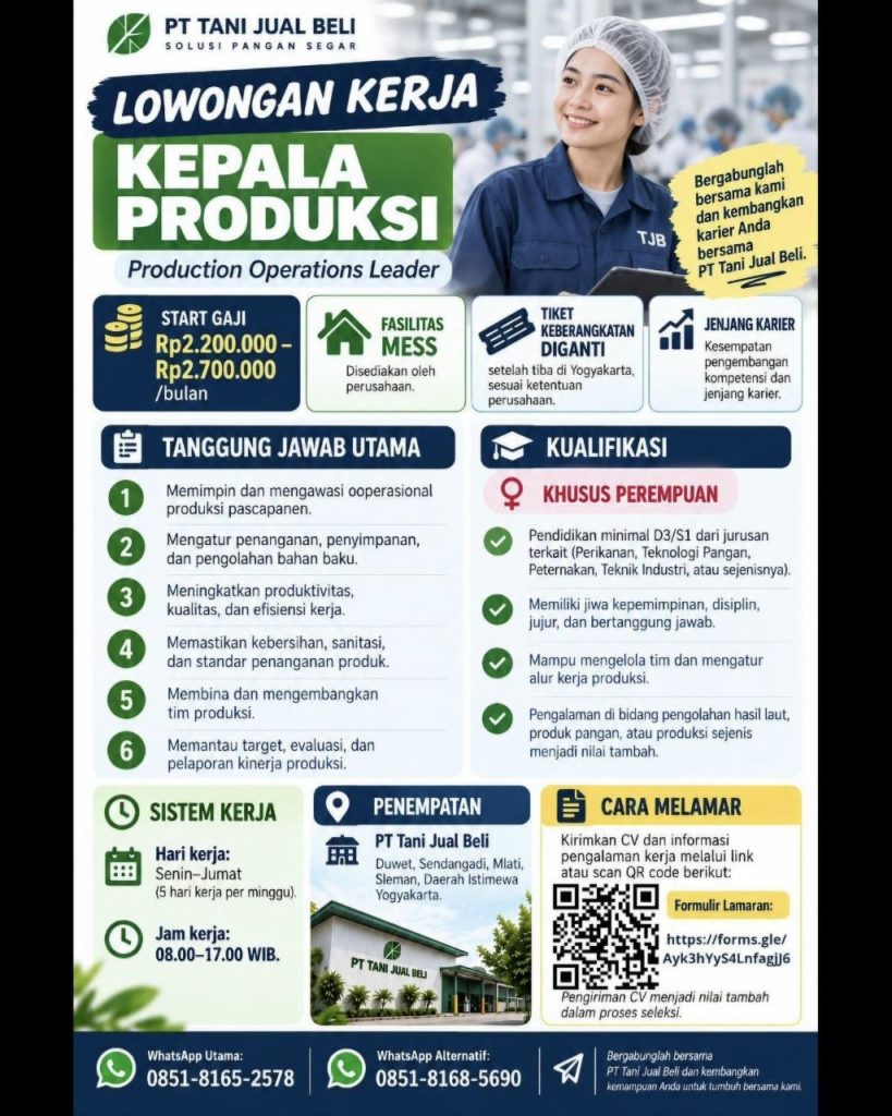 Poster lowongan PT TANI JUAL BELI