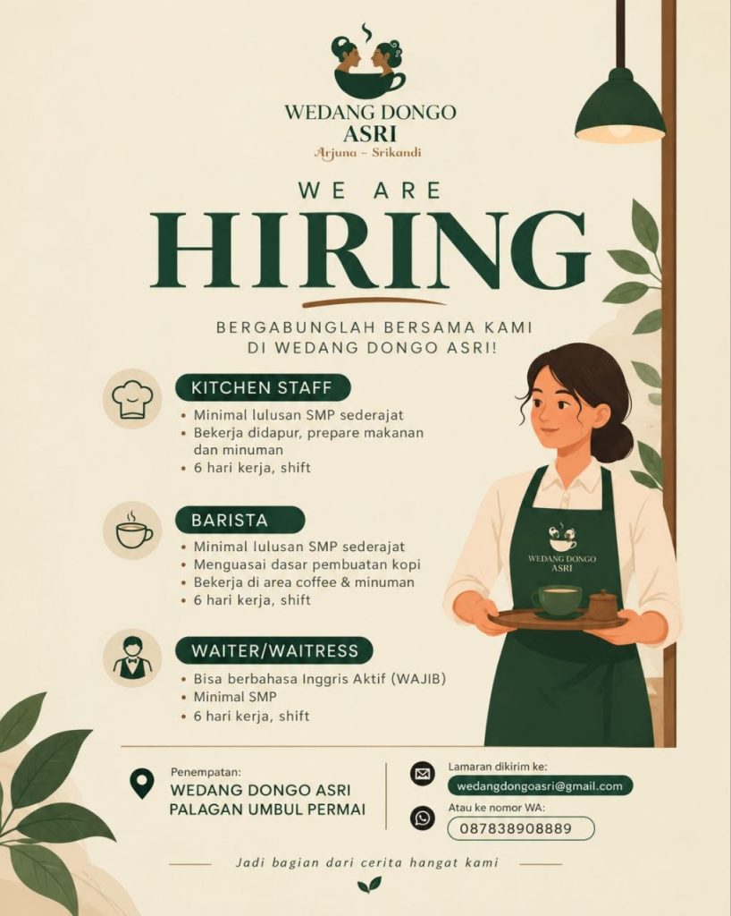 Poster lowongan Wedang Dongo Asri