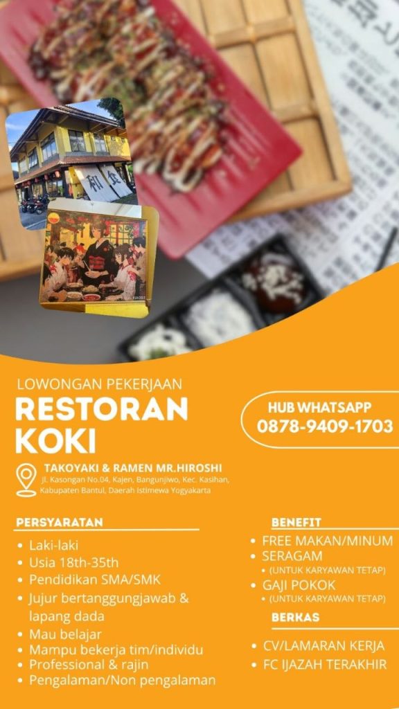 Poster lowongan Takoyaki & Ramen Mr.Hiroshi