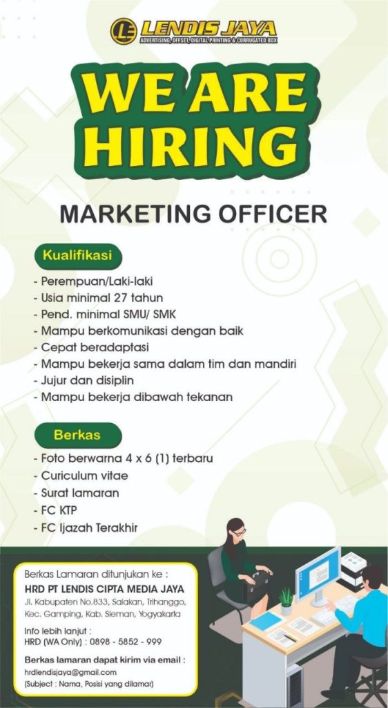 Poster lowongan PT Lendis Cipta Media Jaya