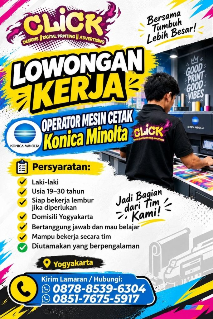 Poster lowongan Click Designs Digital Printing Advertising