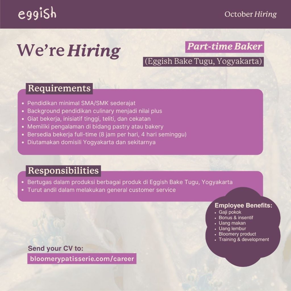 Poster lowongan Bloomery Atelier / Bloomery Group / Eggish