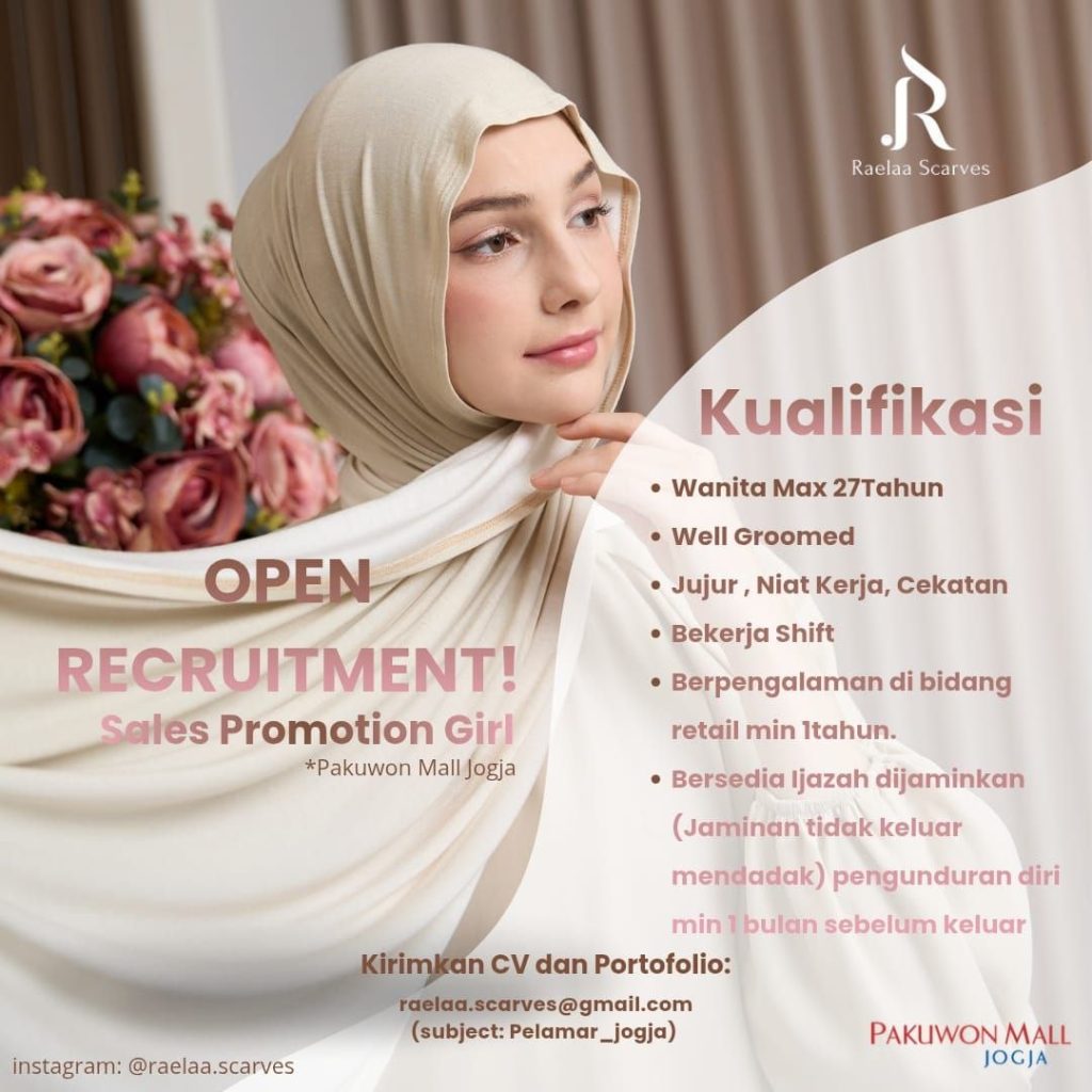 Poster lowongan Raelaa Scarves