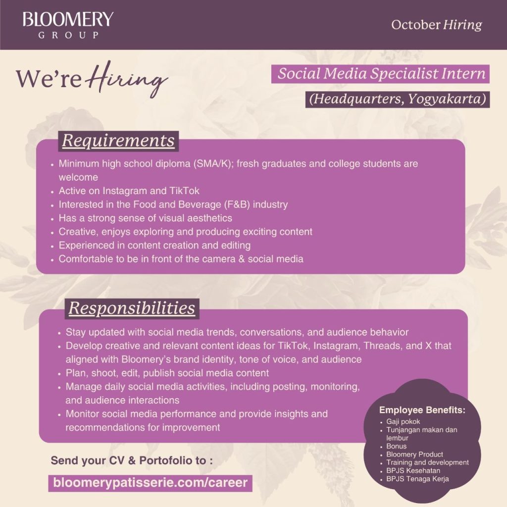 Poster lowongan Bloomery Group
