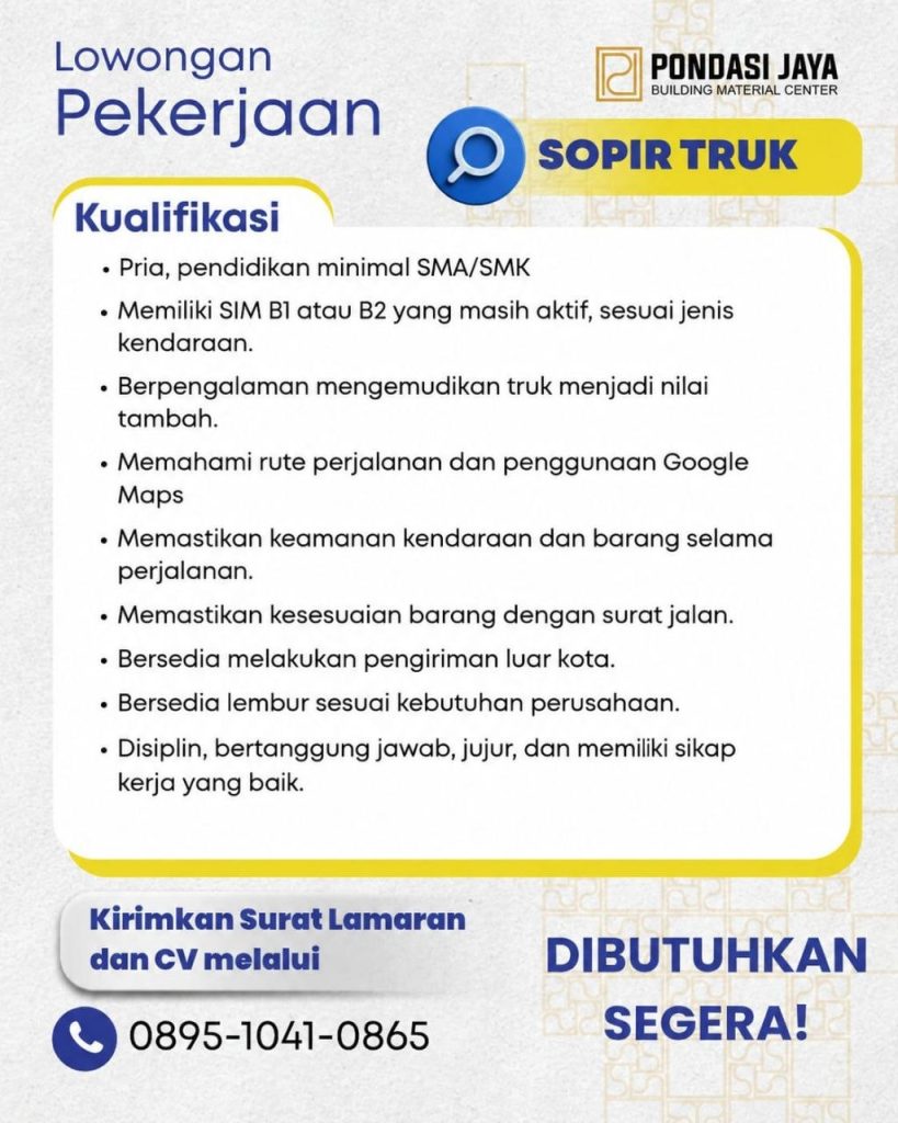 Poster lowongan PONDASI JAYA